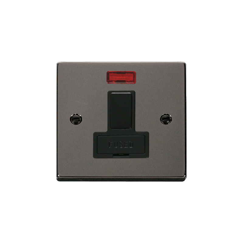 Click Deco 13A DP Switched Fused Connection Unit With Neon Black Nickel Insert Black