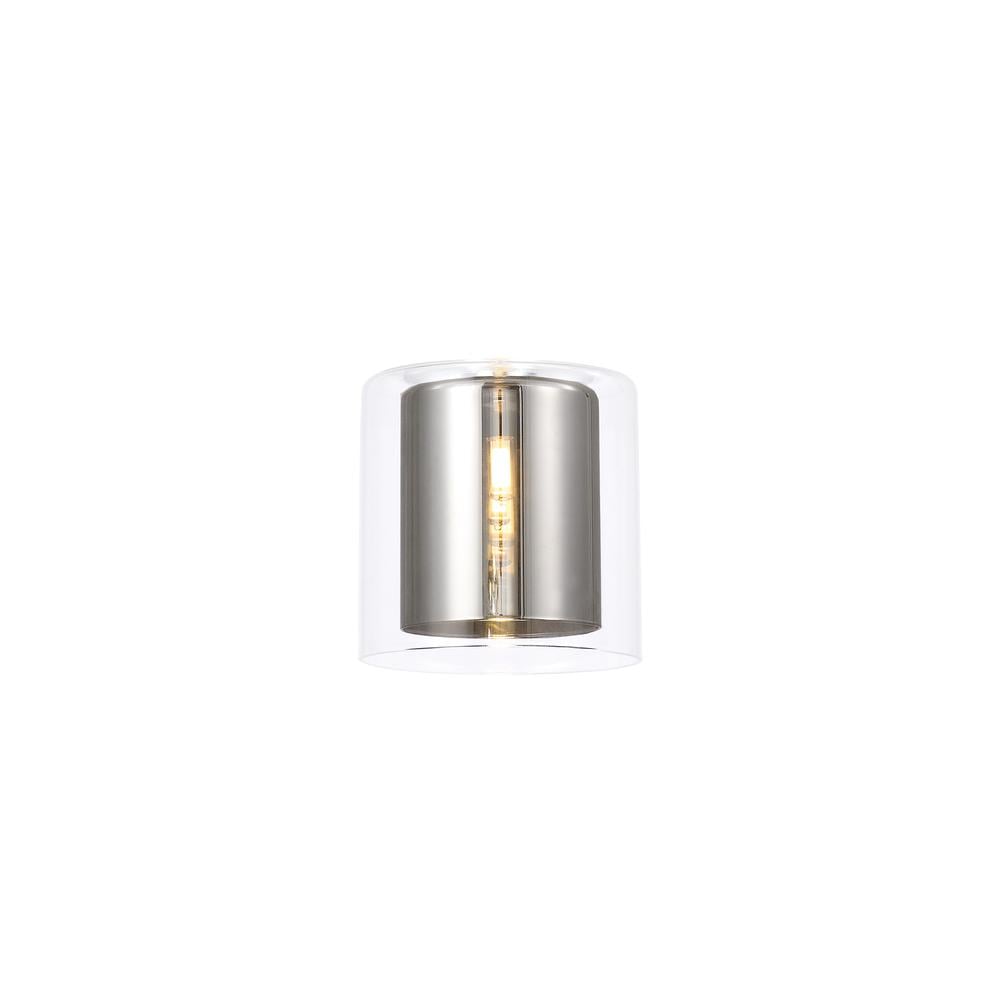 Luxuria Apex 140x140mm Medium Cylinder Clear Outer And Chrome Inner (H) Glass Shade