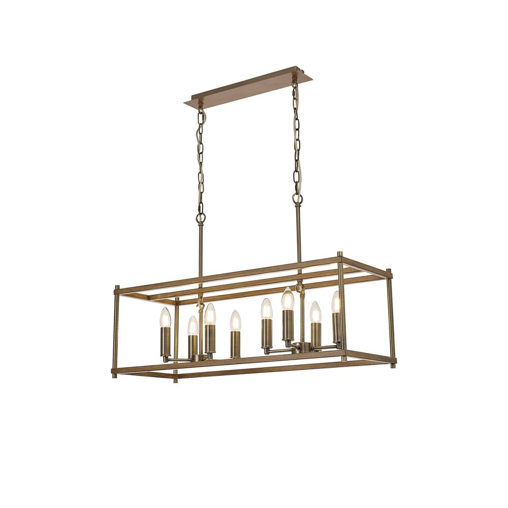 Luxuria Roxy Linear Pendant 8xE14 Medium Oak/Antique Brass