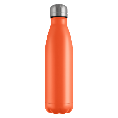 MOOD POWDER COATED VACUUM BOTTLE - 500ML ORANGE SILVER LID.