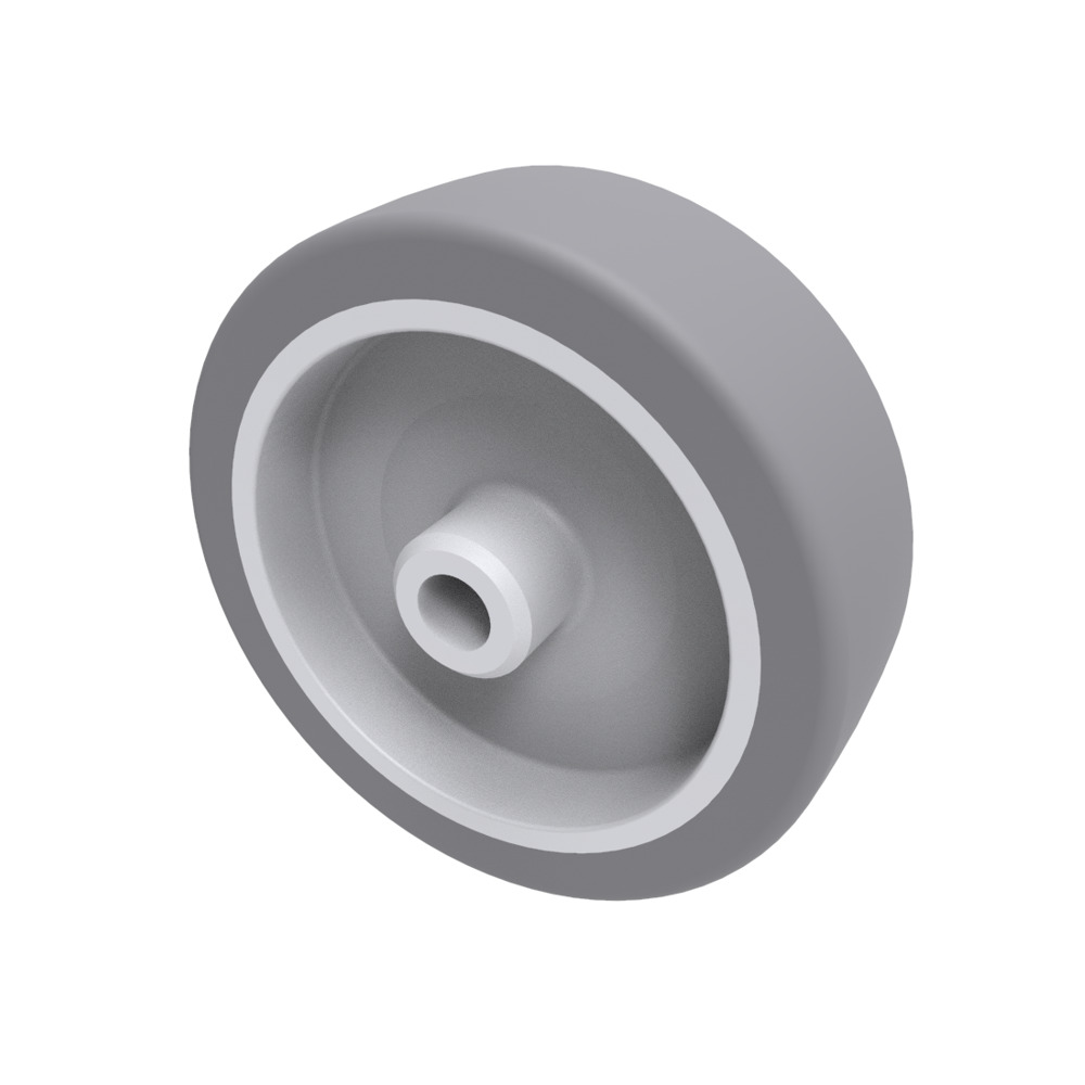 Grey Rubber 75mm Plain Bearing Wheel 60kg Load