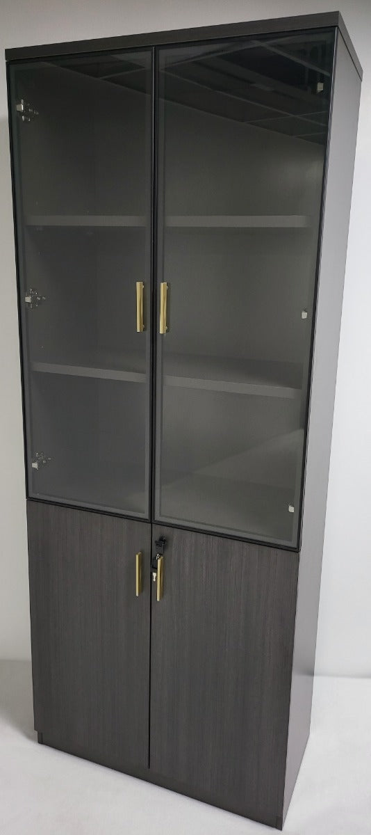 Modern Modular Two Door Bookcase in Grey Oak - 800mm Wide - BWJ-HS0508 Near Me