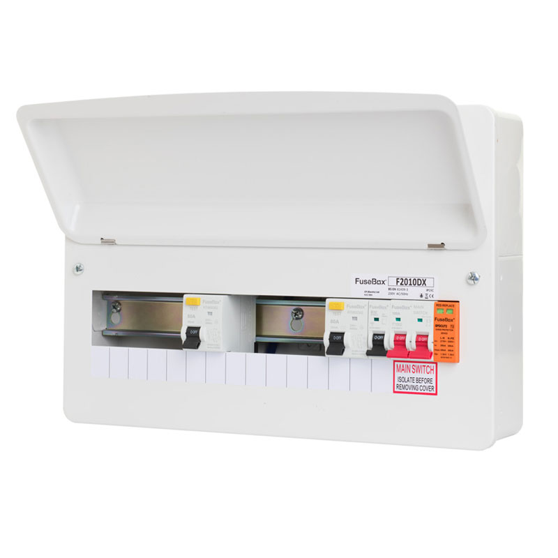 FuseBox Consumer Unit 10 Useable Ways Dual 100A Type A RCD 100A MS & SPD