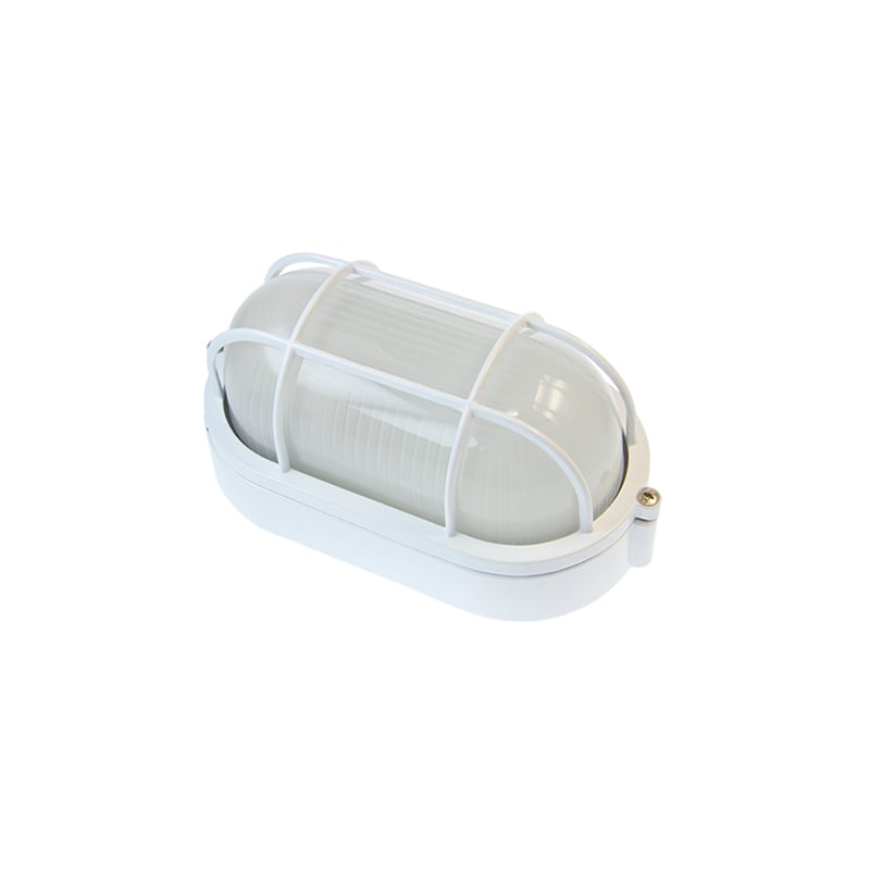 Ovia E27 Oval Bulkhead With Guard White