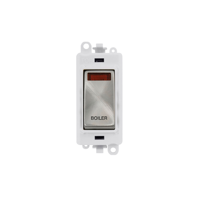 Click GridPro 20AX Satin Chrome DP Switch Module with Neon Boiler Insert Polar White