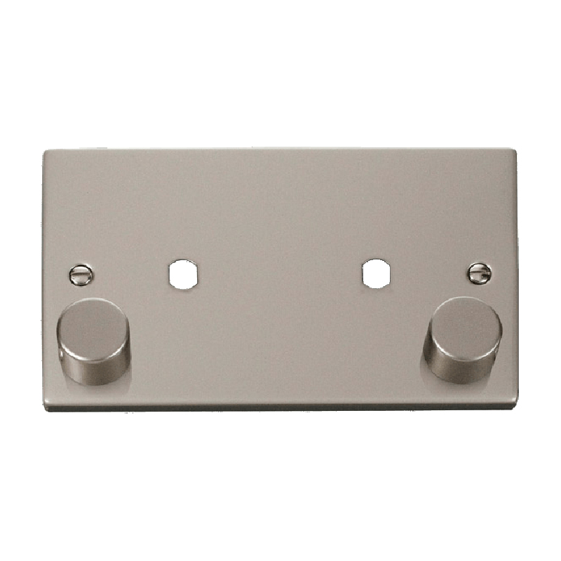 Click Deco 2 Gang Dimmer Mounting Unfurnished Plate and Knob (1630W Max) Pearl Nickel