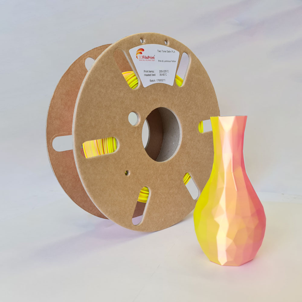 3D FilaPrint Two-Tone Pink / Yellow Satin PLA 2.85mm 750gms 3D Printer Filament