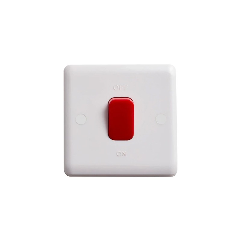 Deta Vimark Curve 50A DP Switch with Red Rocker