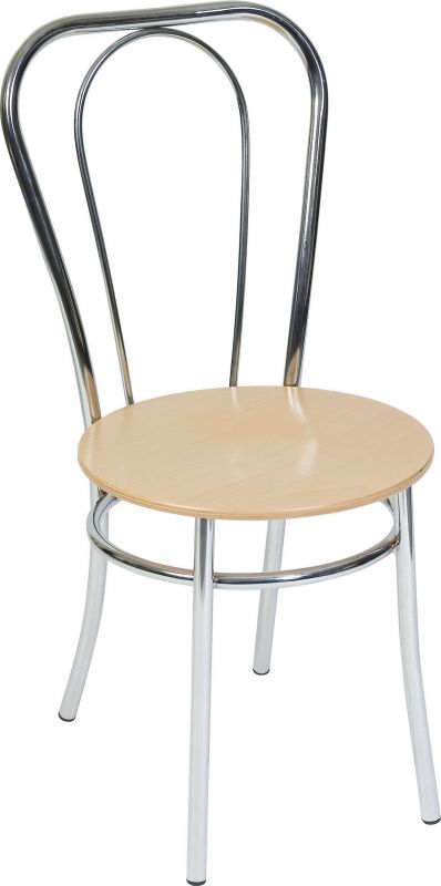 Light Wood and Chrome Visitor Chair - BISTRO UK