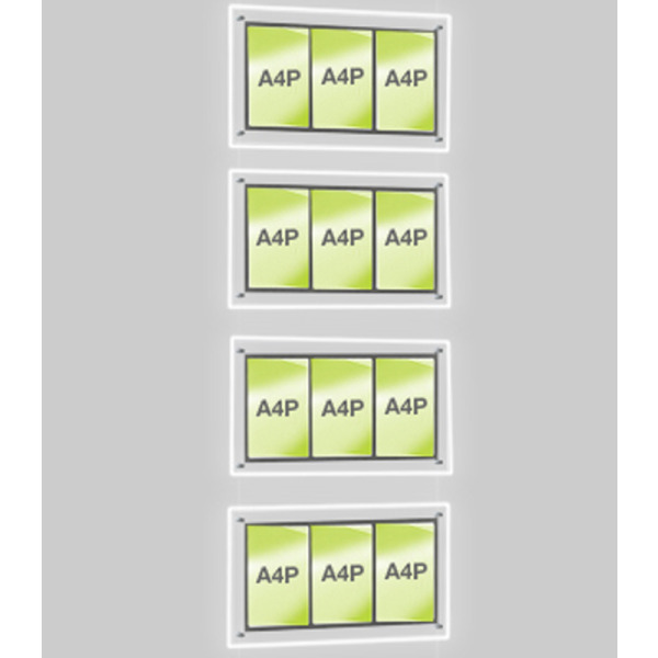 4x A4 Triple Portrait Illuminated Window Display