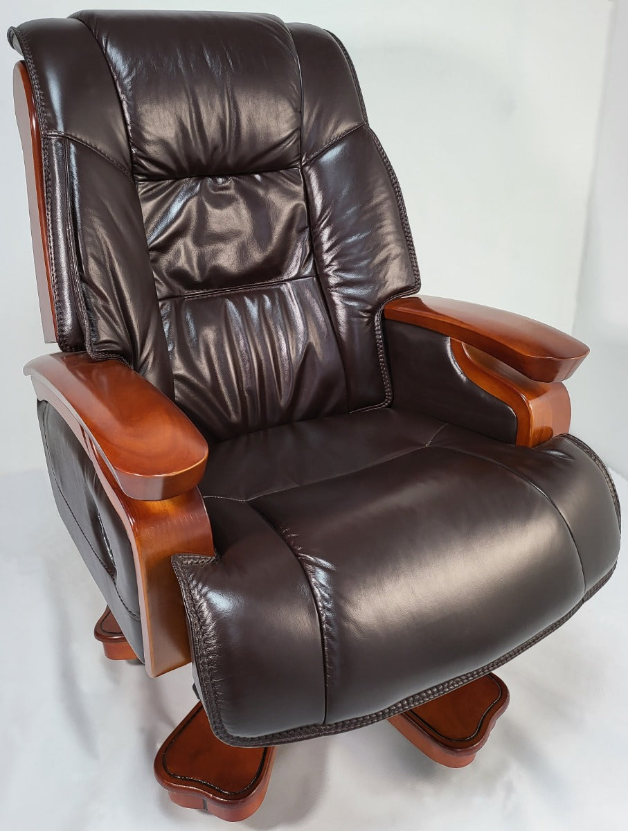 Specialising In Real Italian Leather Brown Executive Office Chair -  A771 UK