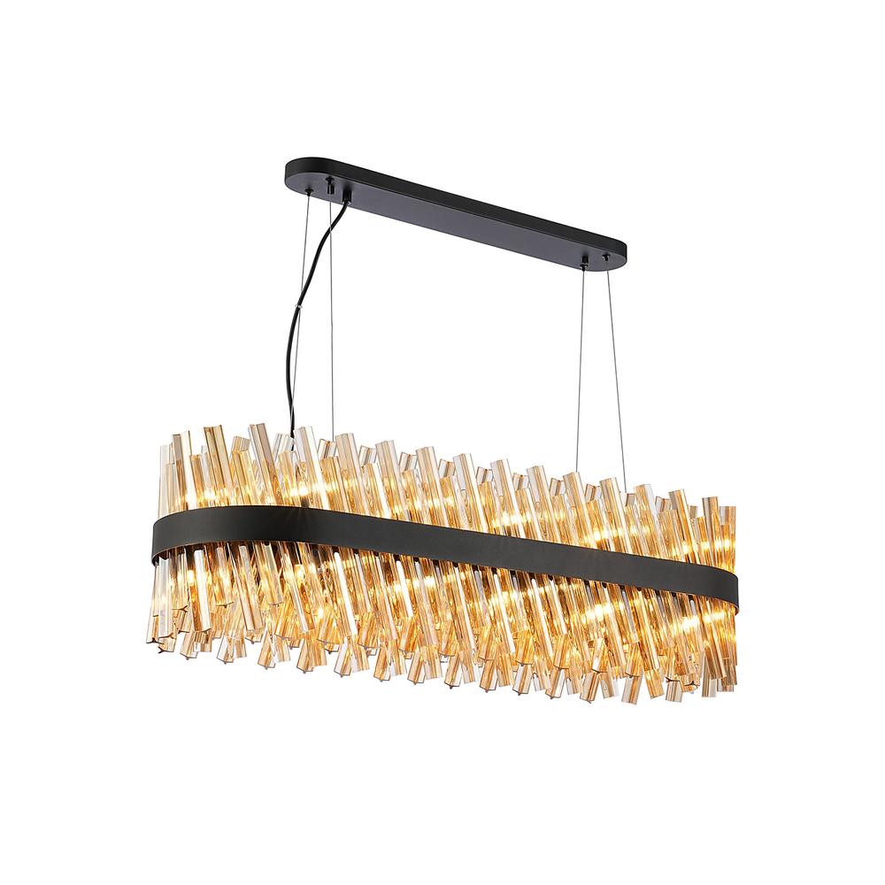 Luxuria Sylph 1m 24 Light G9 Pendant Oblong Satin Black / Amber