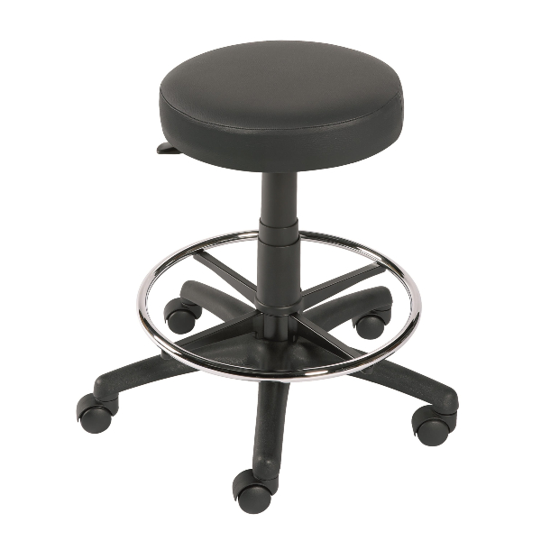 Gas Lift Examination Stool with Foot Ring - Black