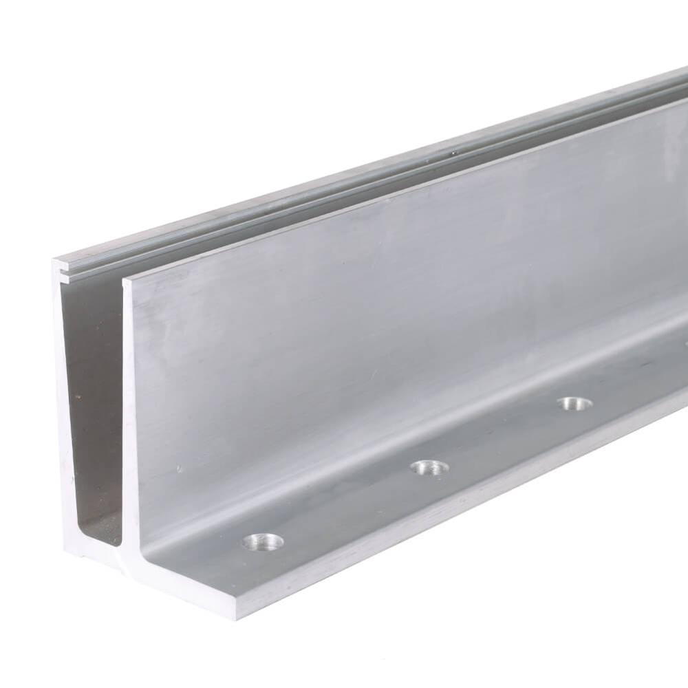 2.5m Aluminium Channel  Pro- F Base Fixfor 12 to 21.5mm Glass (Satin, Anodised)