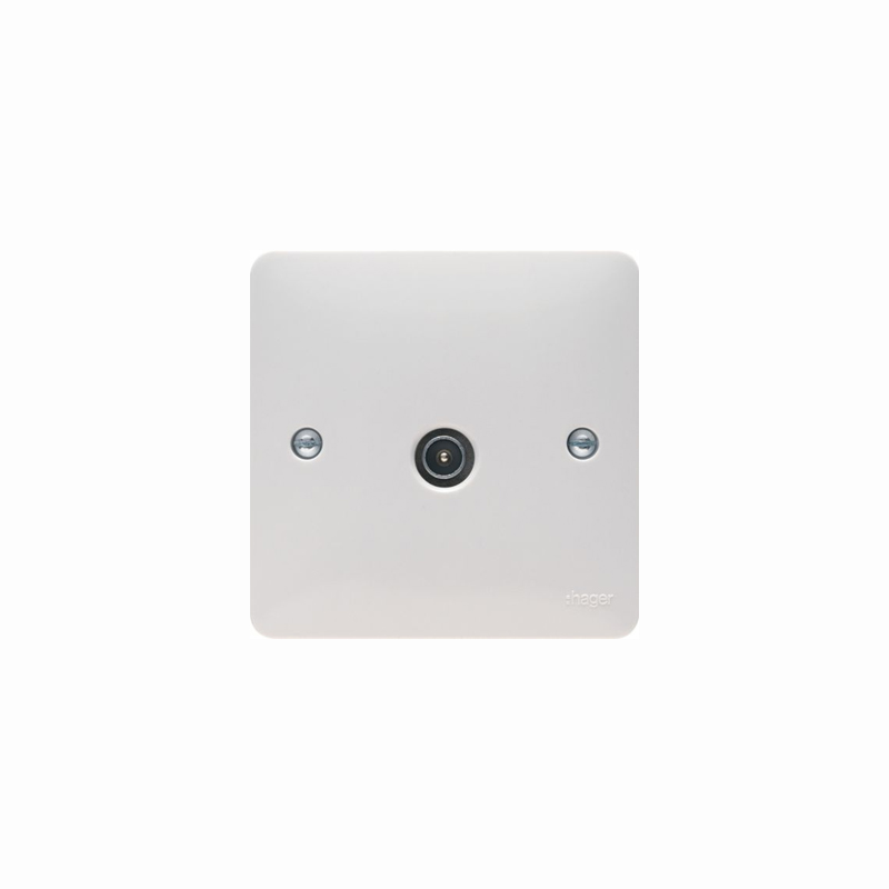 Hager Sollysta Single Co-ax TV Socket Outlet Male