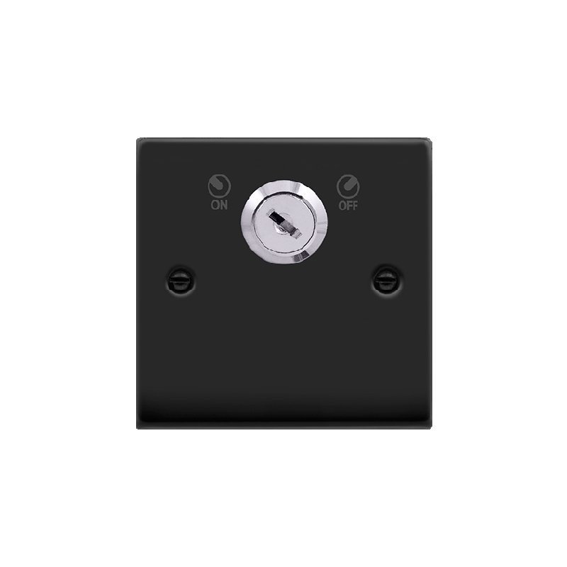 Click Deco 20A 1G Double Pole Key Lockable Switch Matt Black