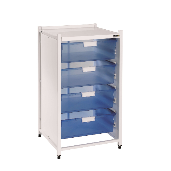 Low Level Storage System with 4 Deep Trays - Blue