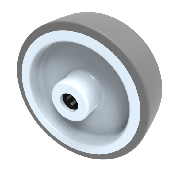 Soft Grey Polyurethane Nylon 125mm Roller Bearing Wheel 230kg Load