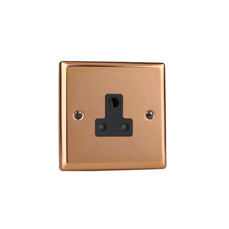 Varilight Urban 1G 5A Round Pin Socket Polished Copper (Standard Plate)