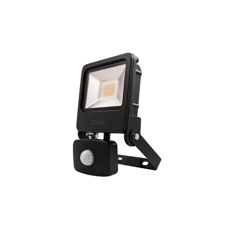 Click Ovia 20W LED Floodlight With PIR IP44 3000K Black