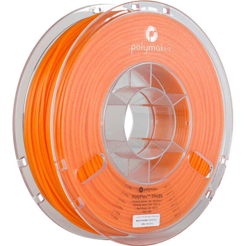 Polymaker PolyFlex TPU-95A 2.85mm True Orange filament 750gms