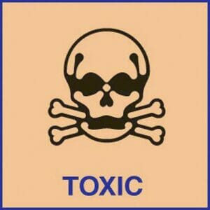100 S/A labels 50x50mm toxic
