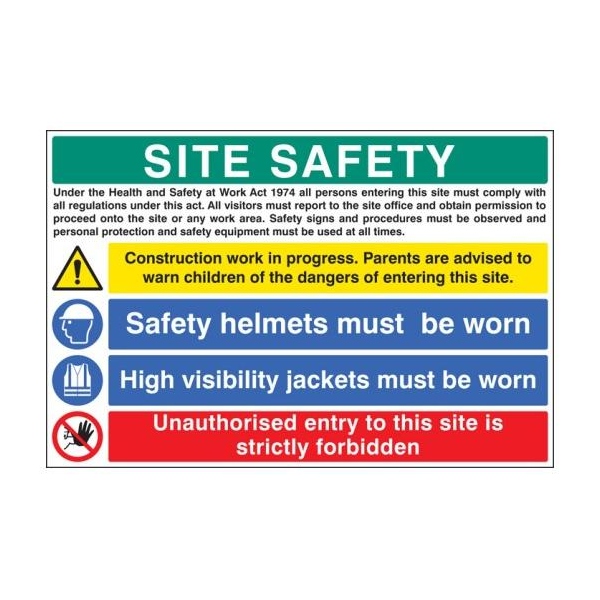 Site Safety Construction Work in Progress - Helmets and Hi-Vis - Rigid Plastic