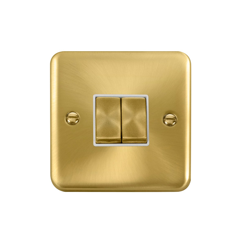 Click Deco Plus MiniGrid 2 Gang Switch Satin Brass White Inserts