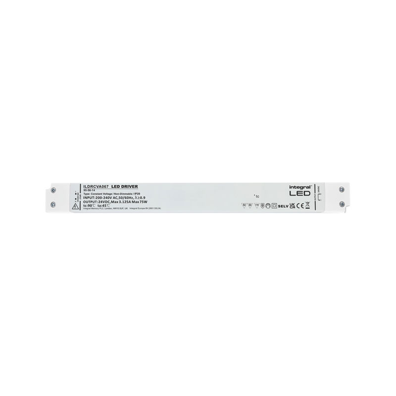 Integral Long & Slim Non Dimmable 24V DC IP20 LED Strip Driver 75W