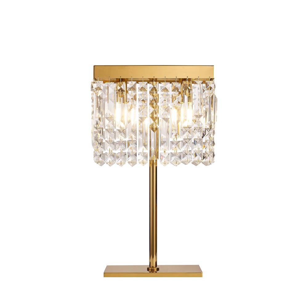 Luxuria Illumia 30x10cm Rectangular Table Lamp 2 Light E14 Gold / Crystal