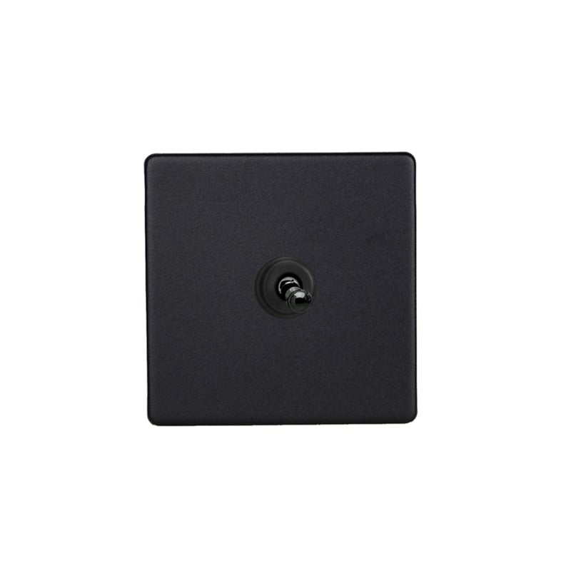 Varilight Urban 1G 10A Intermediate Toggle Switch Matt Black Screw Less Plate