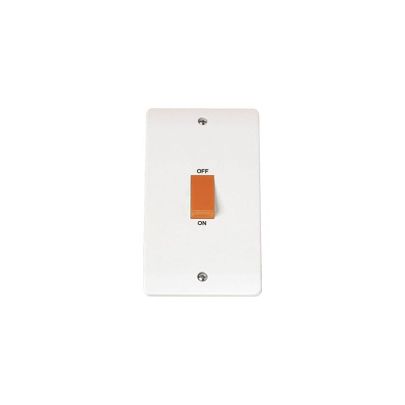 Click 45A 2 Gang Single Cooker Switch White PVC