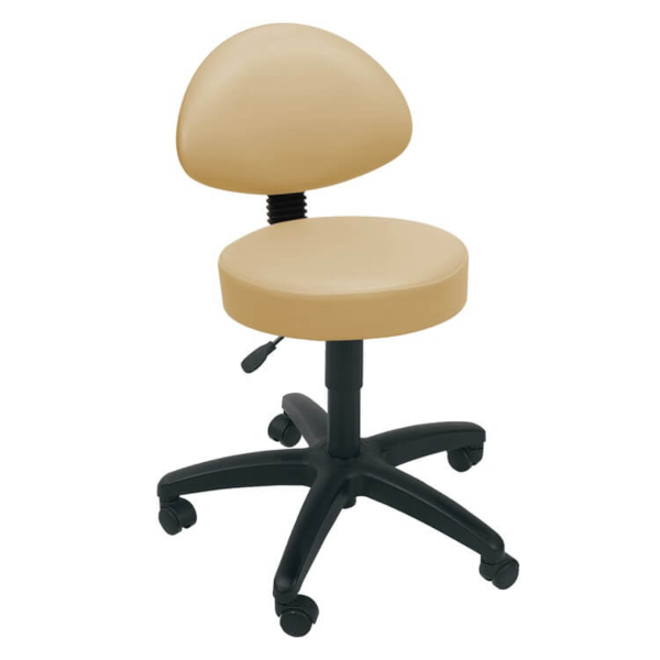 Gas Lift Examination Stool with Back Rest - Beige