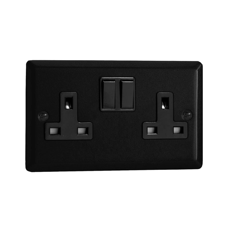 Varilight Urban 2G 13A DP Switched Socket Matt Black (Standard Plate)