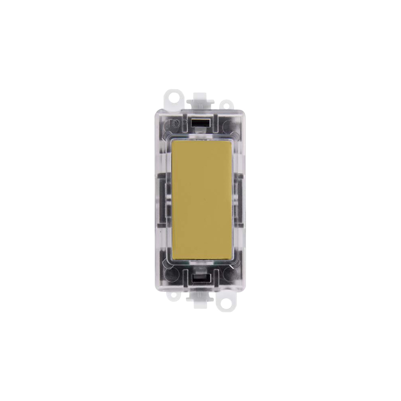 Click GridPro Polished Brass Transparent Illuminated Blank Module Insert Green LED