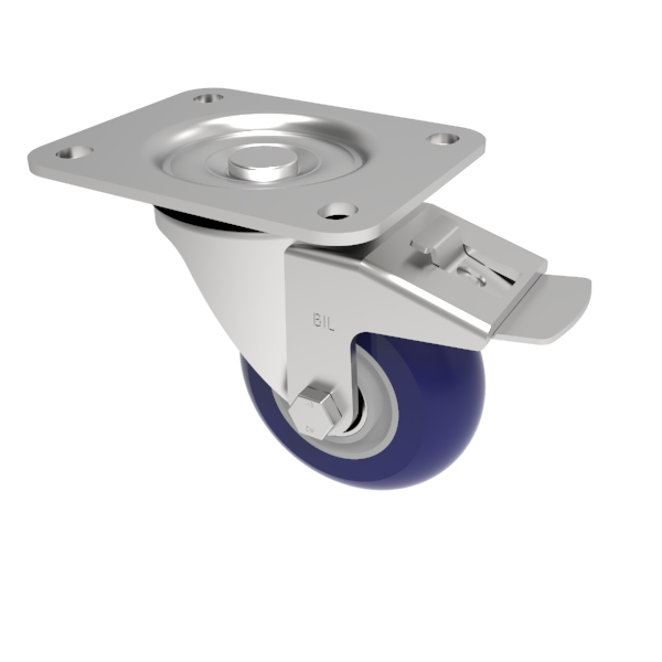 Softer Ergonomic Polyurethane Plate Swivel Castor Brake 100mm 300kg Load