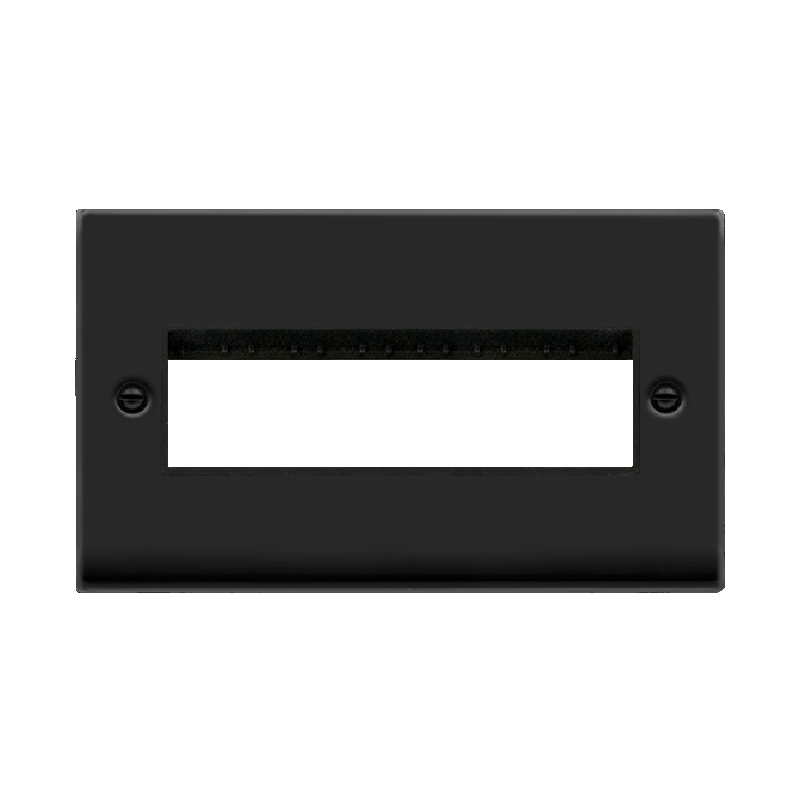 Click Deco 2 Gang Plate 6 Aperture Unfurnished Plate Matt Black Black Inserts