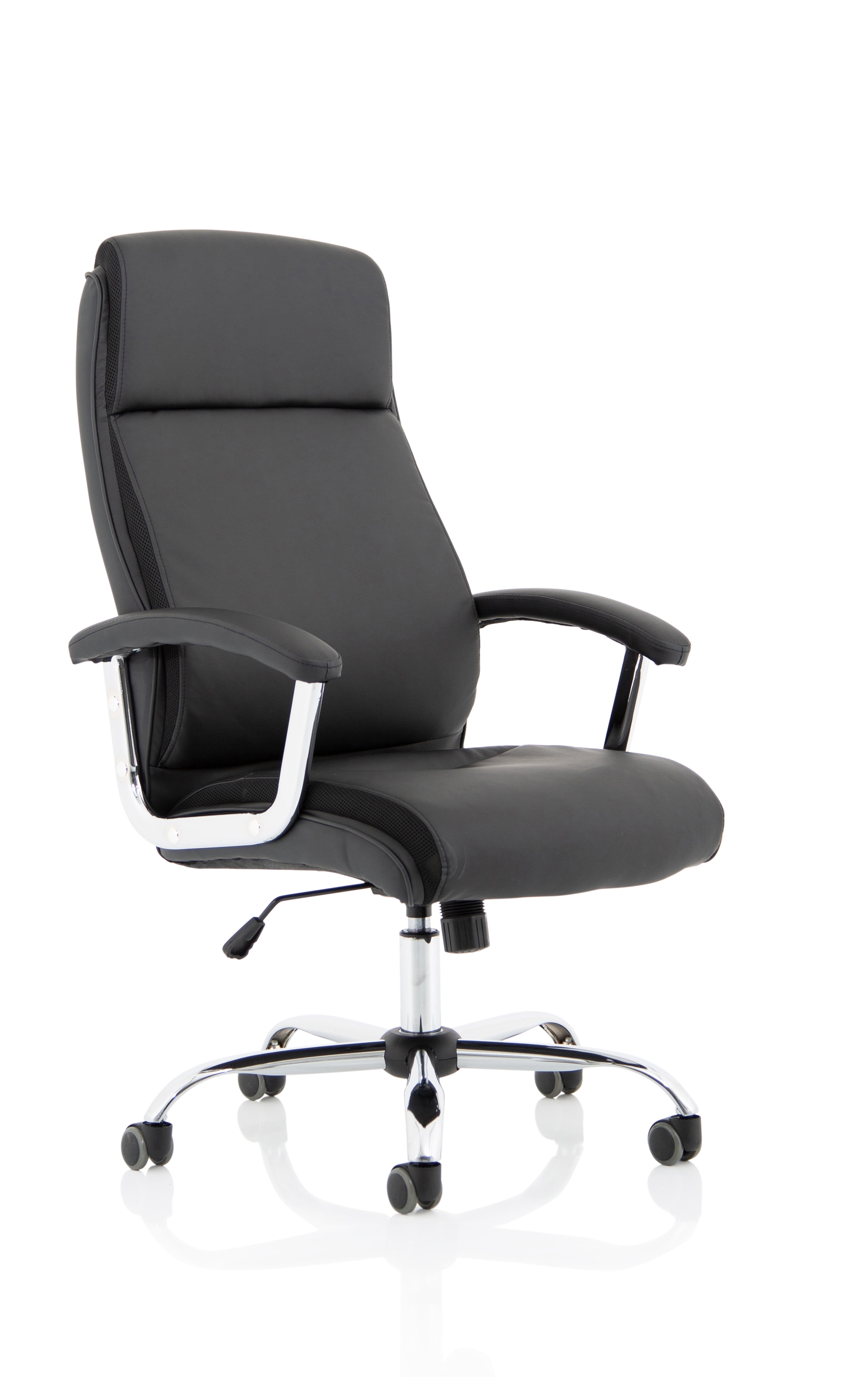 Specialising In Hatley High Back Black Bonded Leather Office Chair with Fixed Chrome Arms UK