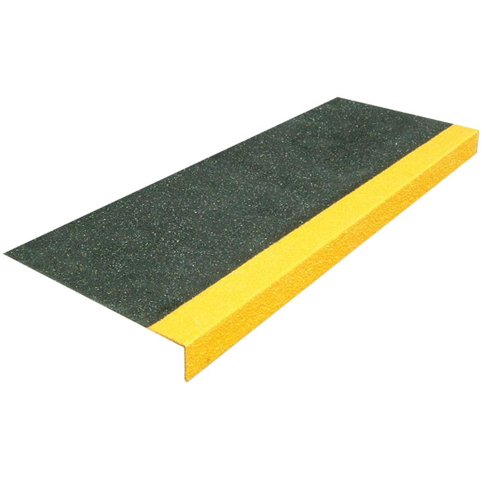 GRP Tread Cover 1000 x 345 x 4mmBlack / Yellow Edge 55mm Turn Down