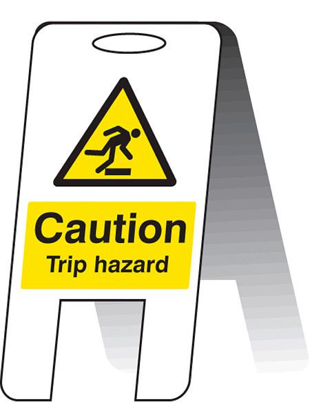 Caution trip hazard (self standing folding sign)