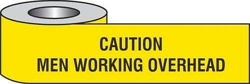 Caution men working overhead barrier tape