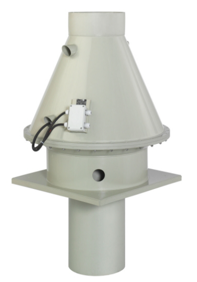 DVP 400D4-8-L Centrifugal, plastic, vertical, roof fan for aggressive media rated 7,600m³/h