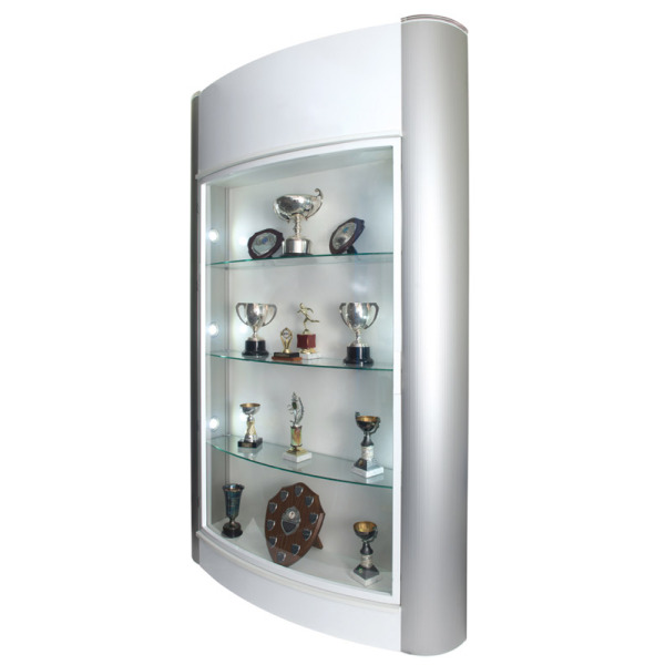 Modern Floor Standing 4 Shelf Lockable Trophy Showcase