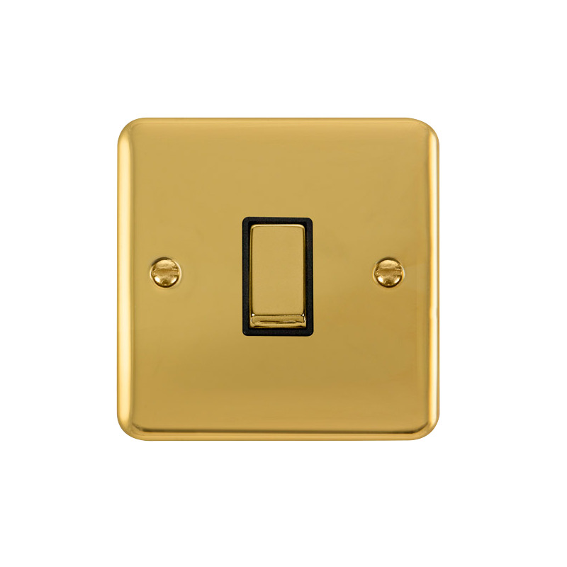 Click Deco Plus MiniGrid 1 Gang Switch Polished Brass Black Inserts