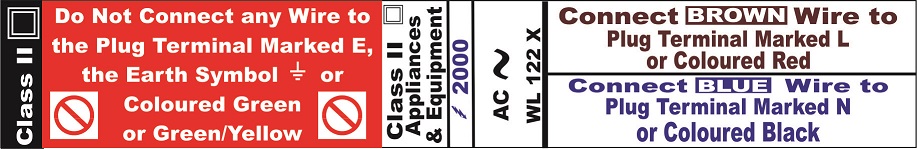 WL122 X - Wiring Code Class II Equipment
[WL122X]
