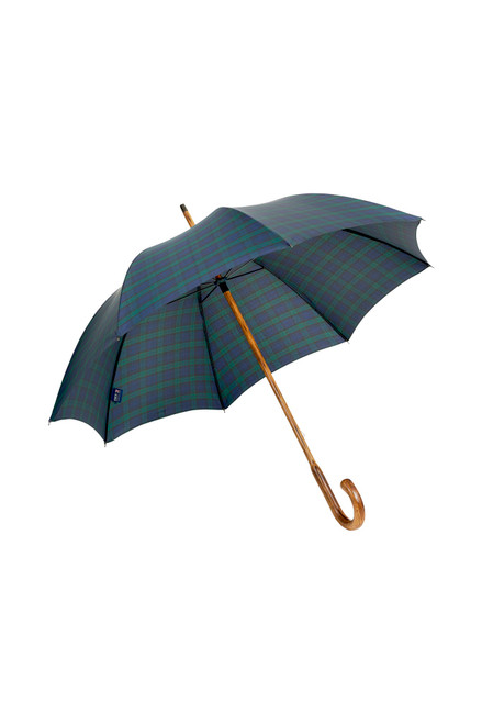 Gents Hickory Solid Stick Umbrella - Black Watch Tartan