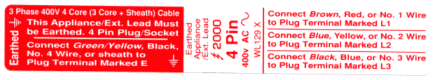 WL129 X - Wiring Code 4 pin 3 Phase
[WL129X]