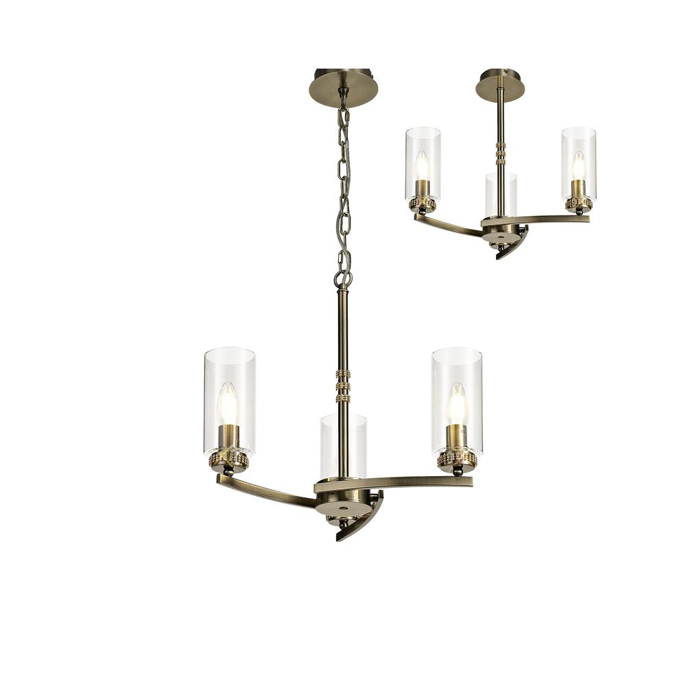 Luxuria Lei 46cm Pendant/Semi Flush 3xE14 Antique Brass