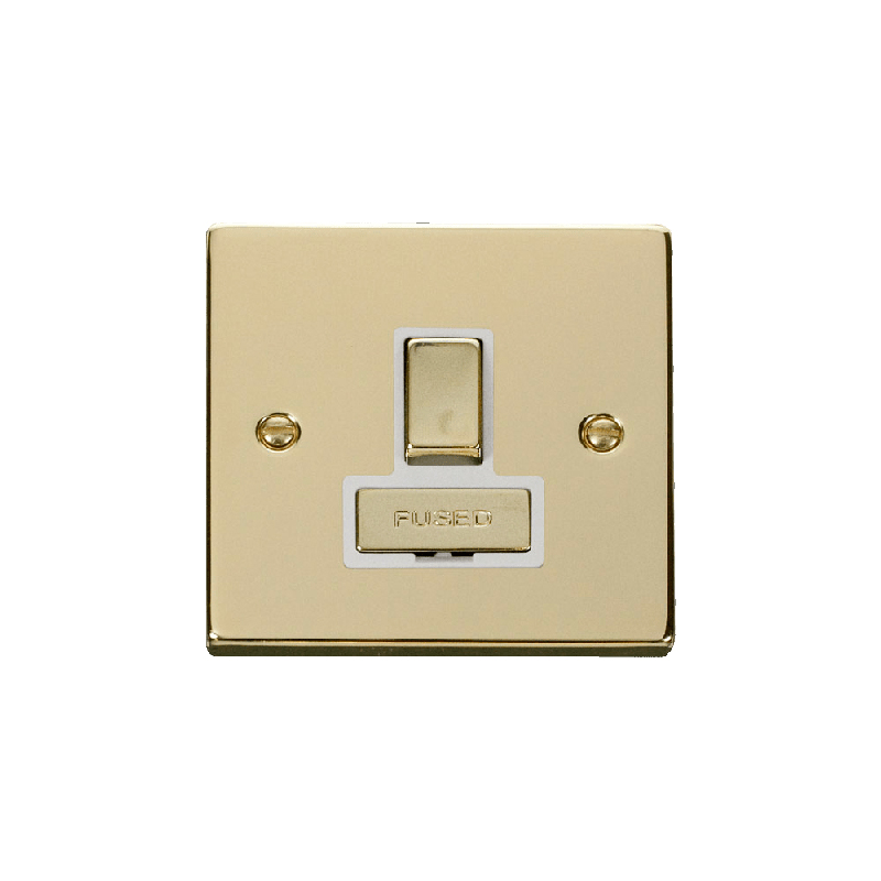 Click Deco 13A Fused 'Ingot' DP Switched Connection Unit Polished Brass Insert White