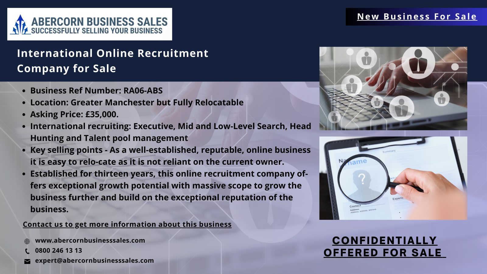 RA06-ABS - International Online Recruitment Company for Sale